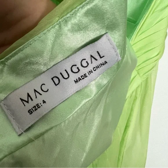 NEW Mac Duggal Indy Ruffle Tiered Cutout Chiffon Gown Mint Green Maxi Dress 4 - Picture 15 of 15